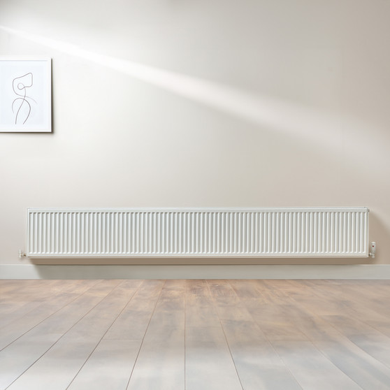 Compact 4 - 4SF Horizontal Radiator:  Traffic White (RAL 9016) 400mm H x 2700mm L - Compact-4-4SF2700W-White-Lifestyle-01.jpg