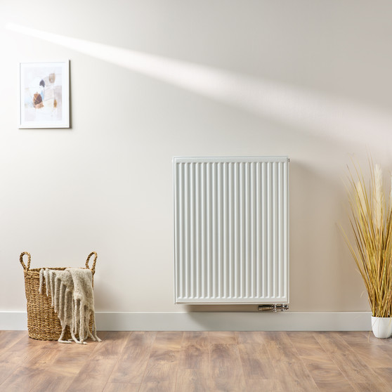 Compact 6 - 9TS Horizontal Radiator:  Traffic White (RAL 9016) 900mm H x 700mm L - Compact-6-9TS700W-White-Lifestyle-01.jpg