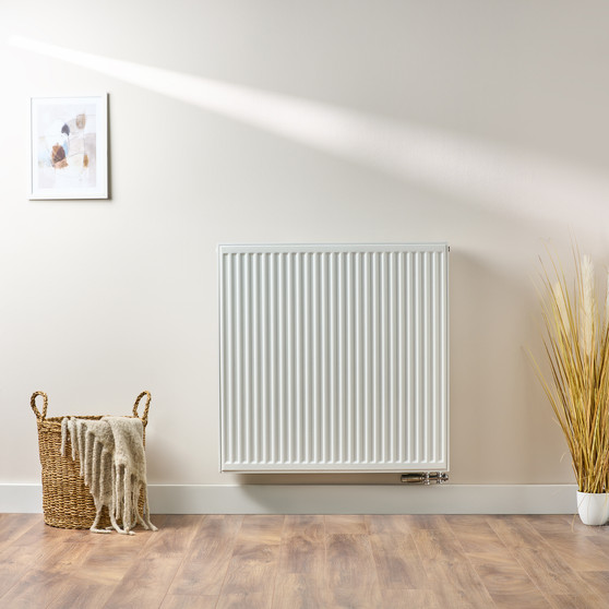 Compact 6 - 9TS Horizontal Radiator:  Traffic White (RAL 9016) 900mm H x 900mm L - Compact-6-9TS900W-White-Lifestyle-01.jpg