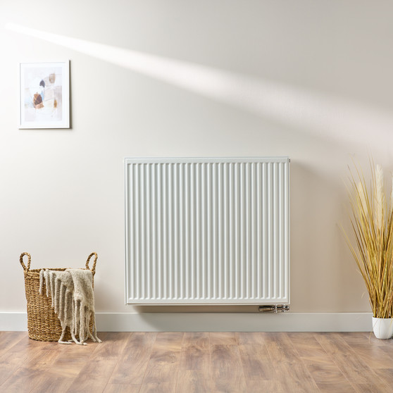 Compact 6 - 9TS Horizontal Radiator:  Traffic White (RAL 9016) 900mm H x 1000mm L - Compact-6-9TS1000W-White-Lifestyle-01.jpg