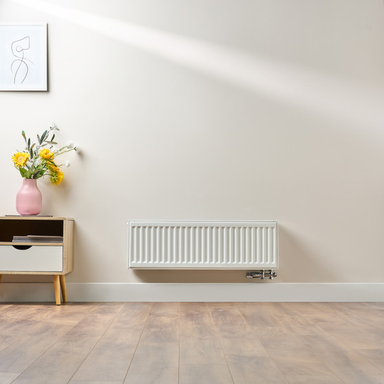 Compact 6 - 3TS Horizontal Radiator:  Traffic White (RAL 9016) 300mm H x 900mm L - Compact-6-3TS900W-White-Lifestyle-01.jpg