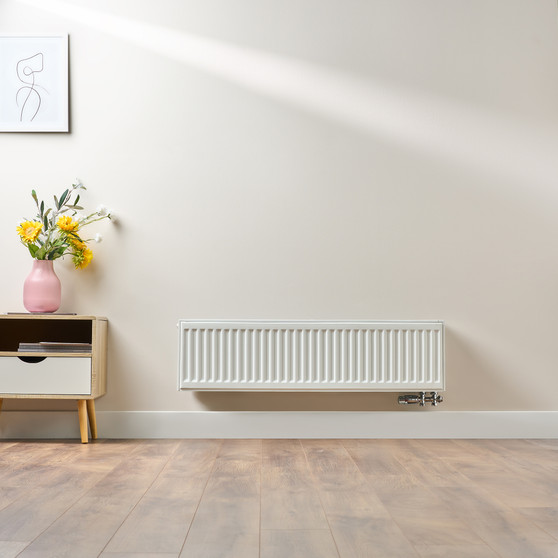 Compact 6 - 3TS Horizontal Radiator:  Traffic White (RAL 9016) 300mm H x 1100mm L - Compact-6-3TS1100W-White-Lifestyle-01.jpg