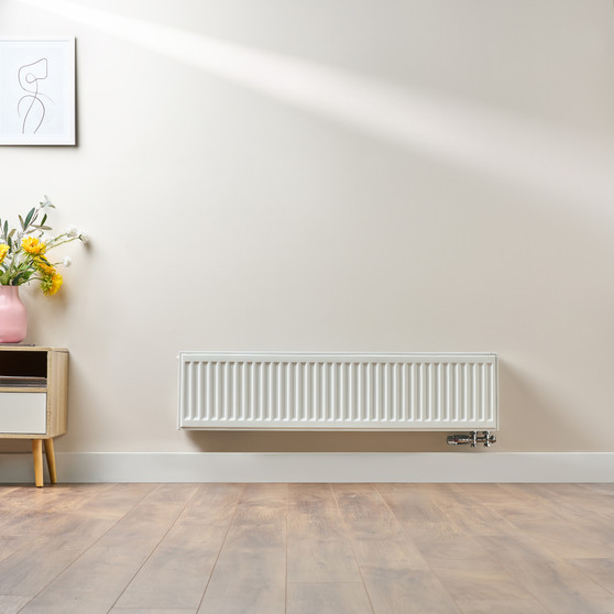Compact 6 - 3TS Horizontal Radiator:  Traffic White (RAL 9016) 300mm H x 1200mm L - Compact-6-3TS1200W-White-Lifestyle-01.jpg