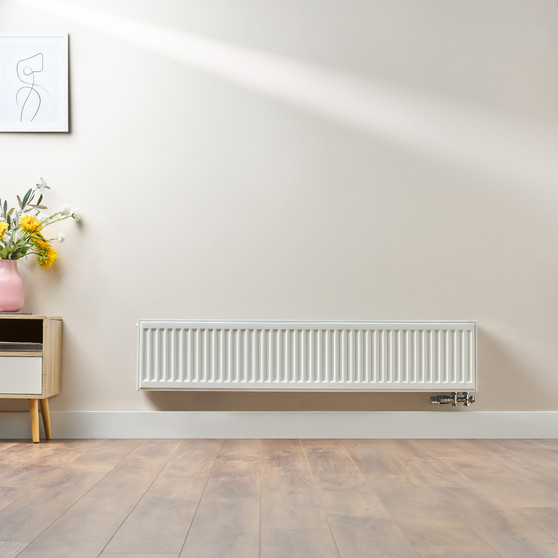 Compact 6 - 3TS Horizontal Radiator:  Traffic White (RAL 9016) 300mm H x 1400mm L - Compact-6-3TS1400W-White-Lifestyle-01.jpg