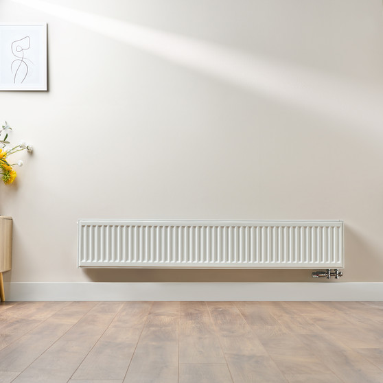 Compact 6 - 3TS Horizontal Radiator:  Traffic White (RAL 9016) 300mm H x 1600mm L - Compact-6-3TS1600W-White-Lifestyle-01.jpg