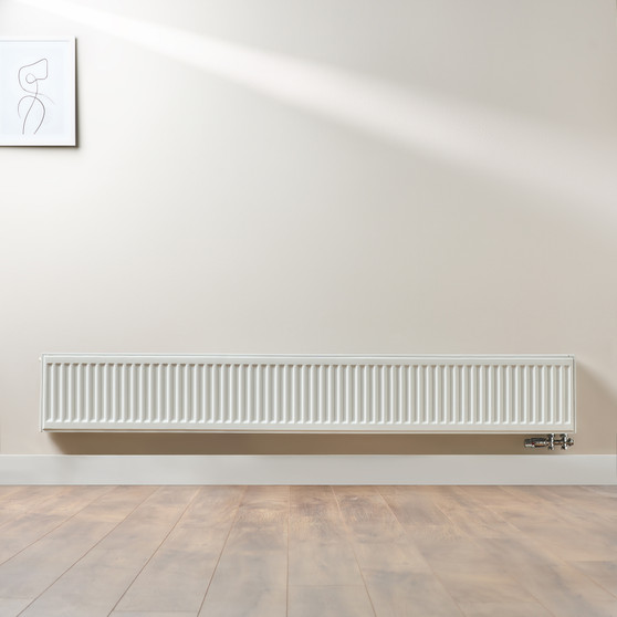 Compact 6 - 3TS Horizontal Radiator:  Traffic White (RAL 9016) 300mm H x 2000mm L - Compact-6-3TS2000W-White-Lifestyle-01.jpg
