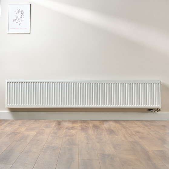 Compact 6 - 4TS Horizontal Radiator:  Traffic White (RAL 9016) 400mm H x 2200mm L - Compact-6-4TS2200W-White-Lifestyle-01.jpg