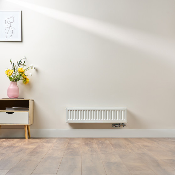 Compact 6 - 2TS Horizontal Radiator:  Traffic White (RAL 9016) 200mm H x 800mm L - Compact-6-2TS800W-White-Lifestyle-01.jpg