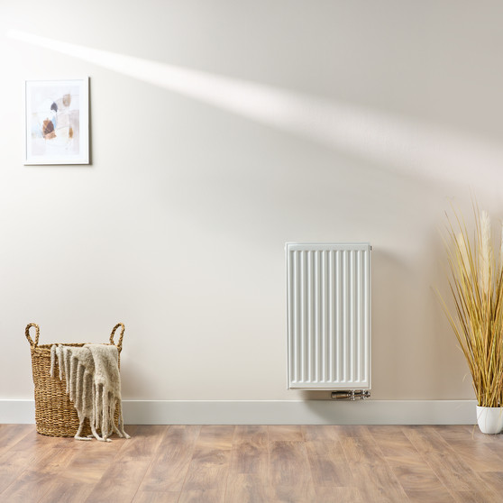Compact 6 - 7TS Horizontal Radiator:  Traffic White (RAL 9016) 700mm H x 400mm L - Compact-6-7TS400W-White-Lifestyle-01.jpg