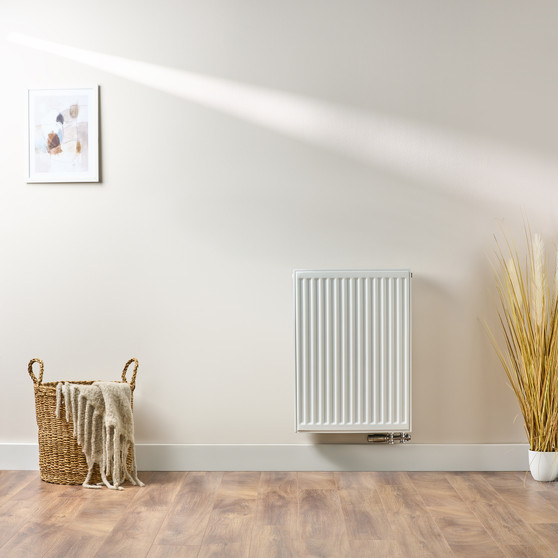 Compact 6 - 7TS Horizontal Radiator:  Traffic White (RAL 9016) 700mm H x 500mm L - Compact-6-7TS500W-White-Lifestyle-01.jpg