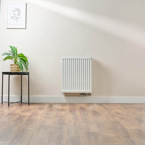Compact 6 - 6TS Horizontal Radiator:  Traffic White (RAL 9016) 600mm H x 500mm L - Compact-6-6TS500W-White-Lifestyle-01.jpg