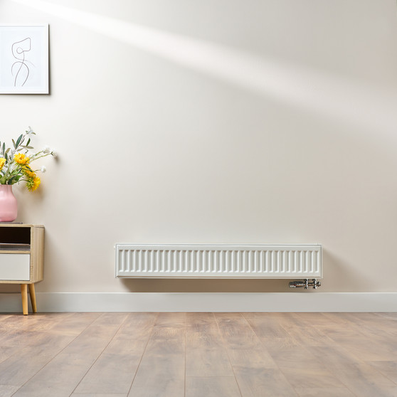Compact 6 - 2TS Horizontal Radiator:  Traffic White (RAL 9016) 200mm H x 1200mm L - Compact-6-2TS1200W-White-Lifestyle-01.jpg