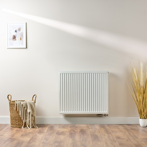 Compact 4 - 7TS Horizontal Radiator:  Traffic White (RAL 9016) 700mm H x 800mm L - Compact-6-7TS800W-White-Lifestyle-01.jpg