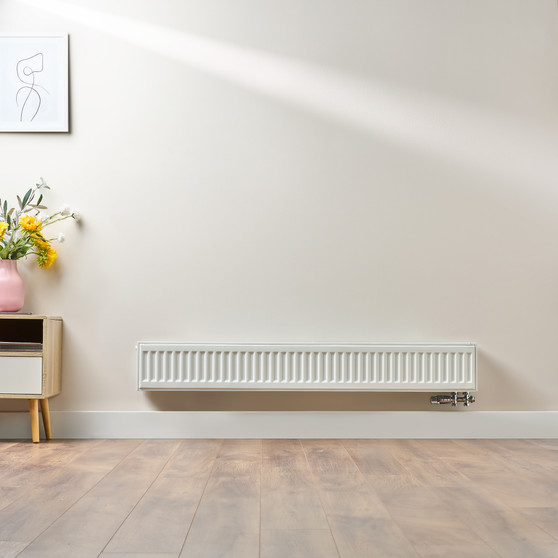 Compact 6 - 2TS Horizontal Radiator:  Traffic White (RAL 9016) 200mm H x 1400mm L - Compact-6-2TS1400W-White-Lifestyle-01.jpg