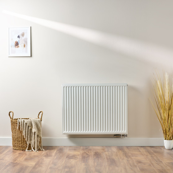 Compact 4 - 7TS Horizontal Radiator:  Traffic White (RAL 9016) 700mm H x 900mm L - Compact-6-7TS900W-White-Lifestyle-01.jpg