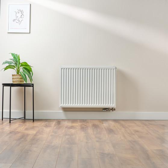 Compact 6 - 6TS Horizontal Radiator:  Traffic White (RAL 9016) 600mm H x 800mm L - Compact-6-6TS800W-White-Lifestyle-01.jpg