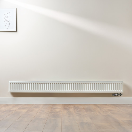 Compact 6 - 2TS Horizontal Radiator:  Traffic White (RAL 9016) 200mm H x 2000mm L - Compact-6-2TS2000W-White-Lifestyle-01.jpg
