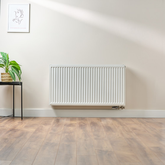 Compact 6 - 6TS Horizontal Radiator:  Traffic White (RAL 9016) 600mm H x 1100mm L - Compact-6-6TS1100W-White-Lifestyle-01.jpg