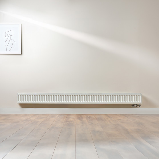 Compact 6 - 2DS Horizontal Radiator:  Traffic White (RAL 9016) 200mm H x 2400mm L - Compact-6-2DS2400W-White-Lifestyle-01.jpg
