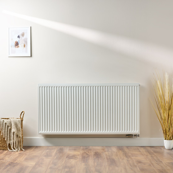 Compact 6 - 7TS Horizontal Radiator:  Traffic White (RAL 9016) 700mm H x 1400mm L - Compact-6-7TS1400W-White-Lifestyle-01.jpg