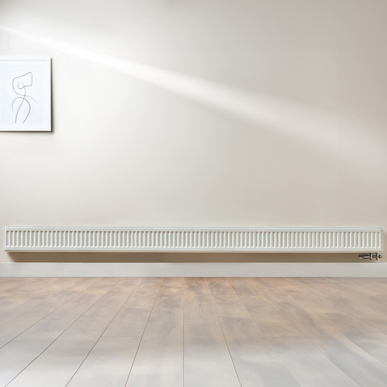 Compact 6 - 2DS Horizontal Radiator:  Traffic White (RAL 9016) 200mm H x 3000mm L - Compact-6-2DS3000W-White-Lifestyle-01.jpg