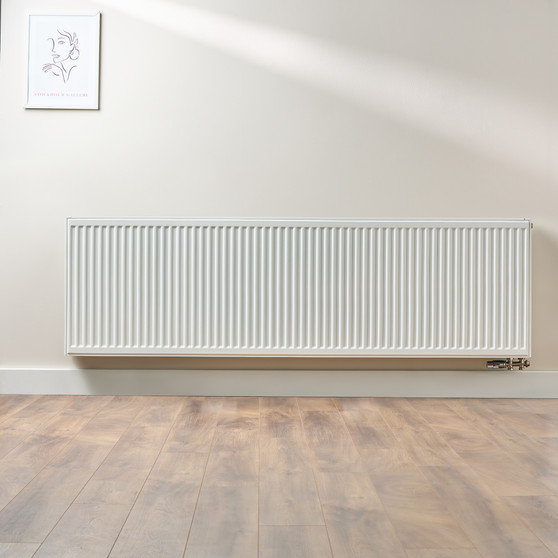 Compact 6 - 6TS Horizontal Radiator:  Traffic White (RAL 9016) 600mm H x 2000mm L - Compact-6-6TS2000W-White-Lifestyle-01.jpg