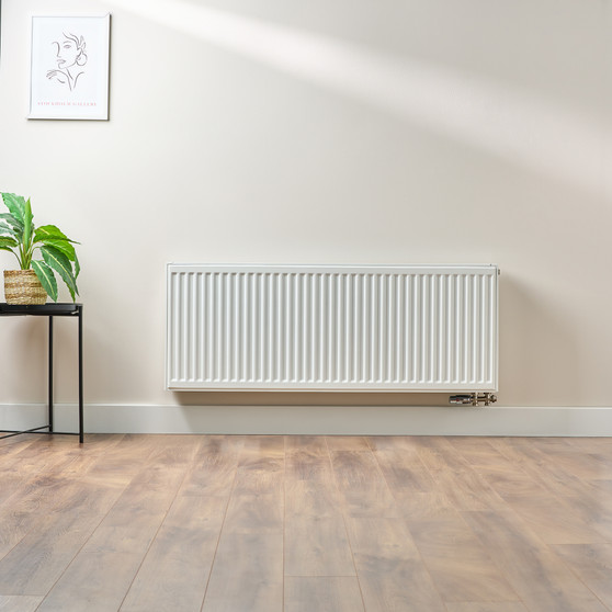 Compact 6 - 5TS Horizontal Radiator:  Traffic White (RAL 9016) 500mm H x 1300mm L - Compact-6-5TS1300W-White-Lifestyle-01.jpg