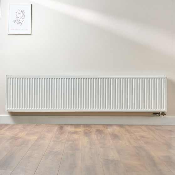 Compact 6 - 5TS Horizontal Radiator:  Traffic White (RAL 9016) 500mm H x 2200mm L - Compact-6-5TS2200W-White-Lifestyle-01.jpg