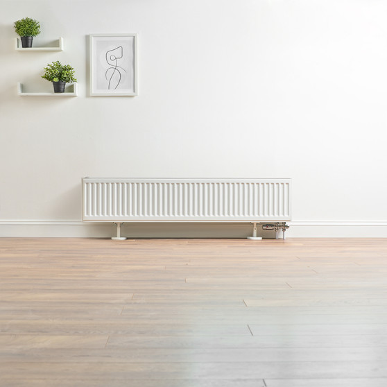 Compact 6 - 3QS Horizontal Radiator:  Traffic White (RAL 9016) 300mm H x 1400mm L - Compact-6-3QS1400W-White-Lifestyle-01.jpg