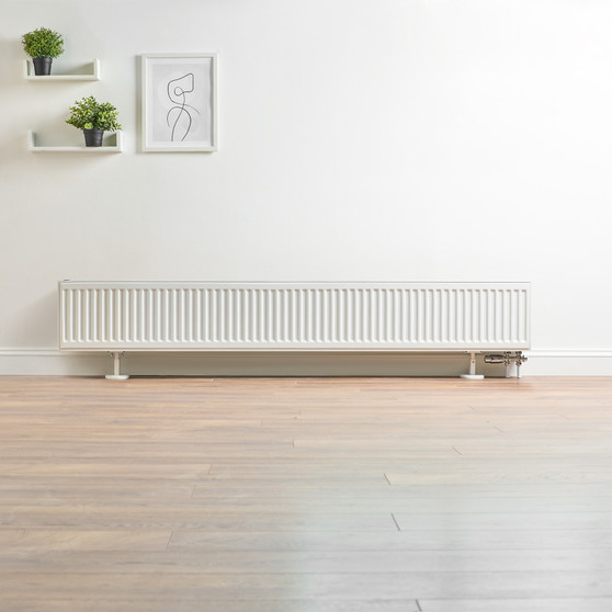 Compact 6 - 3QS Horizontal Radiator:  Traffic White (RAL 9016) 300mm H x 2000mm L - Compact-6-3QS2000W-White-Lifestyle-01.jpg