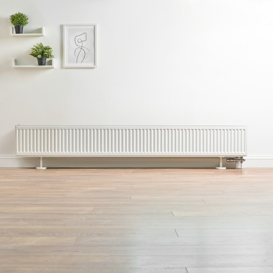 Compact 6 - 3QS Horizontal Radiator:  Traffic White (RAL 9016) 300mm H x 2200mm L - Compact-6-3QS2200W-White-Lifestyle-01.jpg