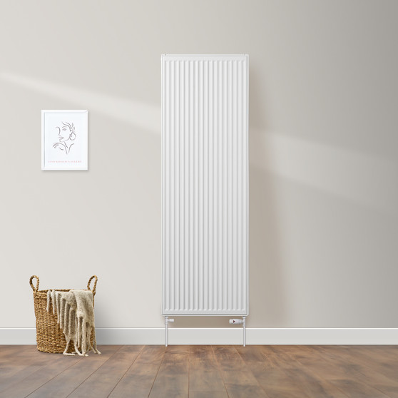 Compact 4 - 18VDF Vertical Radiator:  Traffic White (RAL 9016) 1800mm H x 600mm L - Compact-4-18VDF600W-White-Lifestyle-01.jpg