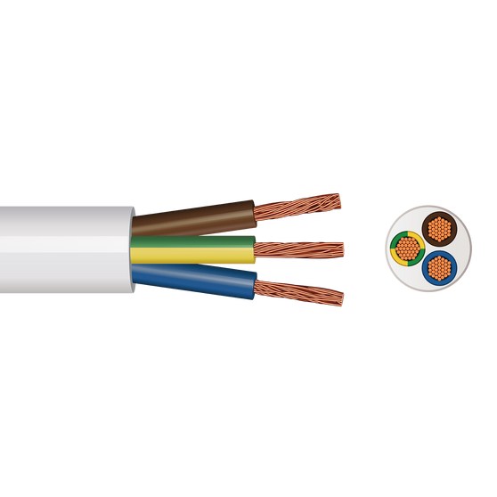 2183Y 3 Core Round Flex (White with Brown, Blue, Green/Yellow) 0.75mm² x 10m - 2183Y-White-2000px.png