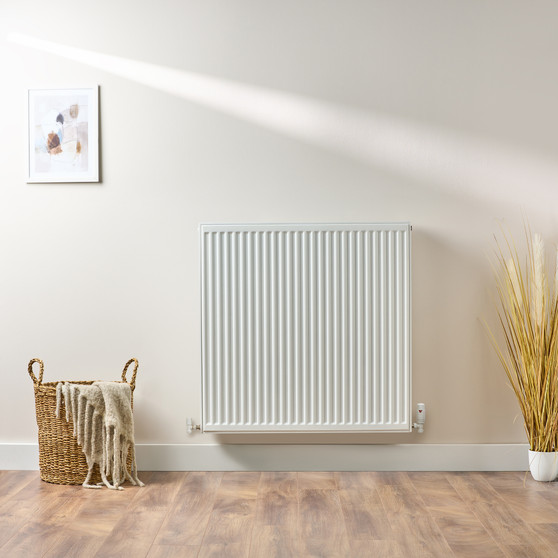 Compact 4 - 9SF Horizontal Radiator:  Traffic White (RAL 9016) 900mm H x 900mm L - Compact-4-9SF900W-White-Lifestyle-01.jpg