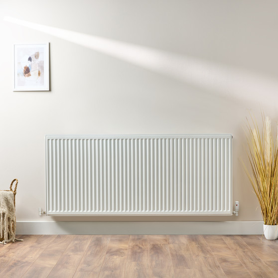 Compact 4 - 7HF Horizontal Radiator:  Traffic White (RAL 9016) 700mm H x 1600mm L - Compact-4-7HF1600W-White-Lifestyle-01.jpg