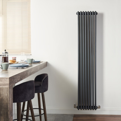 2 Column 1800 Vertical Radiator: Anthracite Grey (RAL 7016) 1800mm H x ...