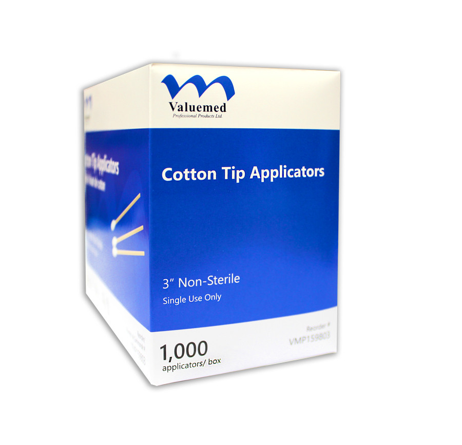 Valuemed Professional Cotton Tipped Applicators, Non Sterile, 1000/box