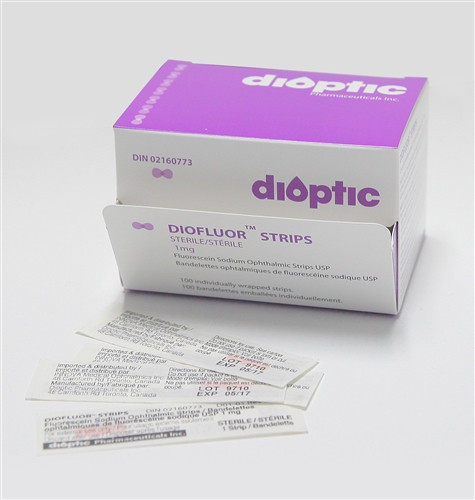 Diofluor Fluorescein Strips 1mg 100/Bx Valuemed Professional Products