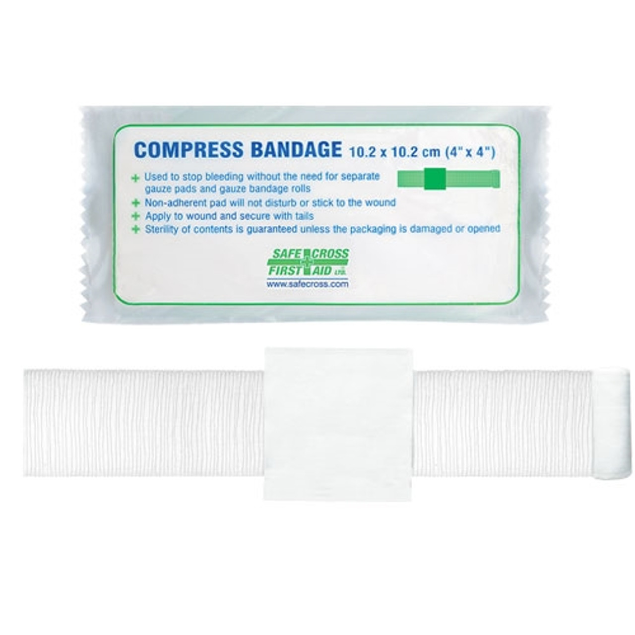 First Aid Compress Bandage 10.2cm x 10.2cm (4" x 4") Valuemed Professional Products