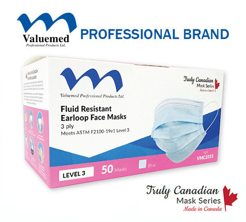 facemasks masks face masks earloop masks medical masks Our Truly Canadian Mask Series masks are proudly made here in Canada! These masks have 3 layers with a dye-free white inner layer, front pleating, and are hypoallergenic & 100% latex free. Soft stretchy earloops keep the mask comfortably in place and a bendable aluminum nose strip conforms easily & tightly over your nose bridge to form a strong seal.

These masks are rated ASTM level 3, High barrier.
