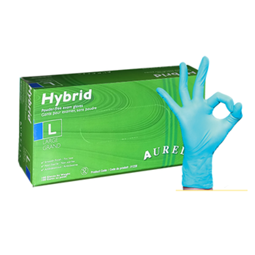 Aurelia Hybrid Nitrile/Vinyl Blend Powder Free Gloves 100/box Large