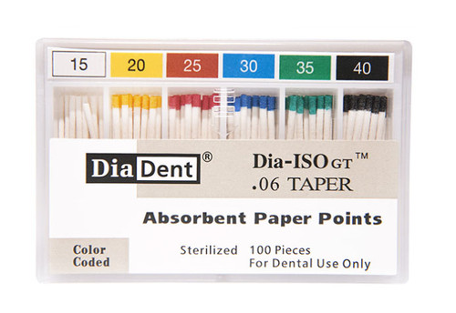 DiaDent Absorbant Paper Points Dia-ISO GT 0.6 Taper Non-Marked Sliding Pkg, 100/box