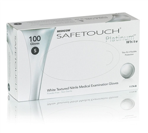 Medicom SafeTouch Advanced Platinum White Nitrile Powder Free Gloves 100/box LARGE