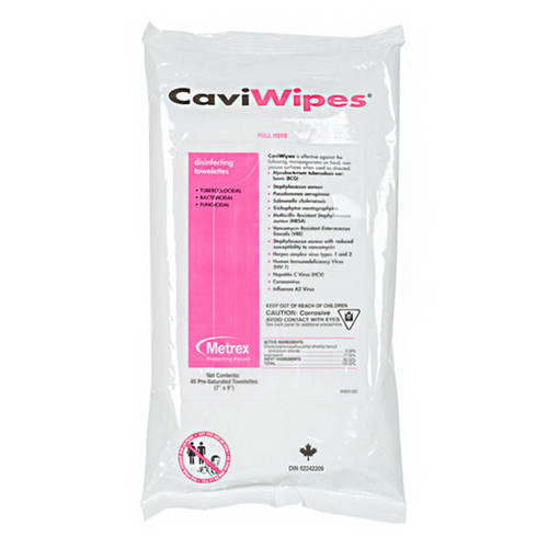 Metrex CaviWipes Surface Disinfectant Wipes Flat Pack, 45/package