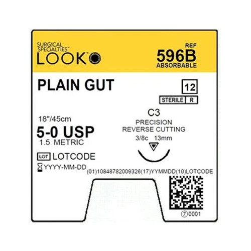 Look Suture Plain Gut 5-0 C3 18" 596B 12/box