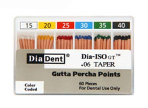 DiaDent Gutta Percha Points Dia-ISO GT 0.6 Taper Non Marked Spill Proof, 60/box DiaDent Gutta Percha Points Dia-ISO GT 0.6 Taper Non Marked Spill Proof, 60/box