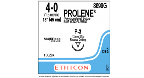J&J Ethicon Suture Prolene Blue Mono 4-0 18" P-3 12/bx