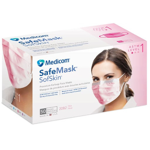 *Discontinued* Medicom SafeMask SofSkin Earloop Mask Level 1 Pink, 50/box