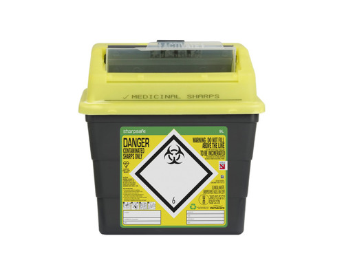 Vernacare Sharps Container Yellow Protected Access 9L, each