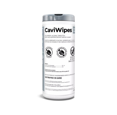 Metrex CaviWipes Clear Surface Cleaning Wipes, 70% IPA (8"x7"), 75/canister